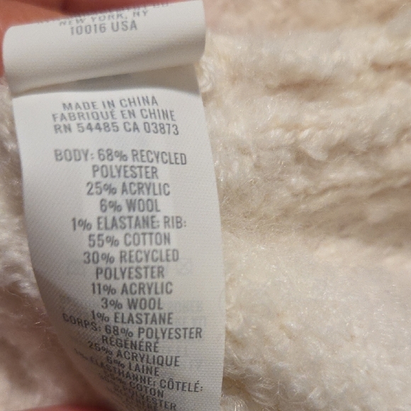 aerie Cream V-Neck Bouclé Pullover Oversized Sweater - Picture 4 of 4